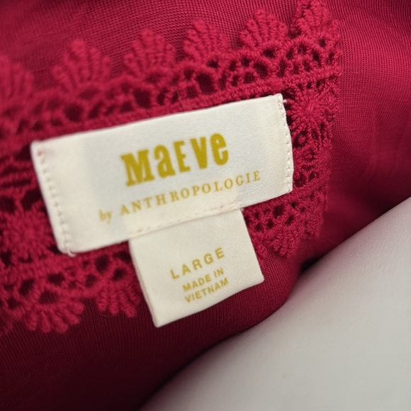 ANTHROPOLOGIE Maeve red square neck long sleeve midi dress large - Picture 5 of 6